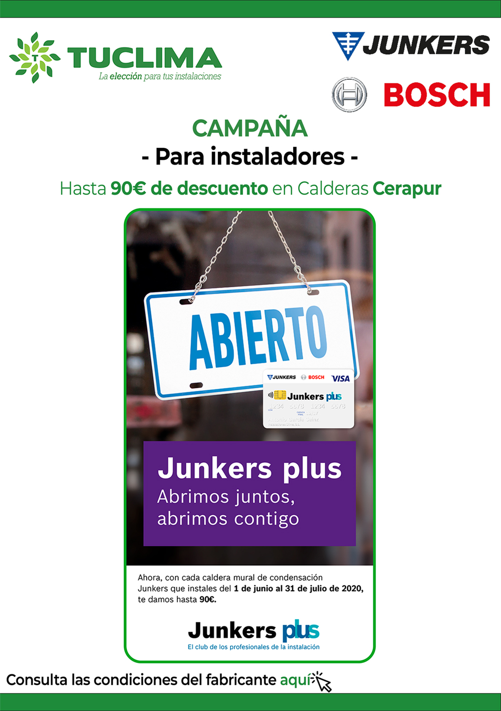 ¡Descuentos en Calderas Cerapur al hacerte socio de Junkers Plus!