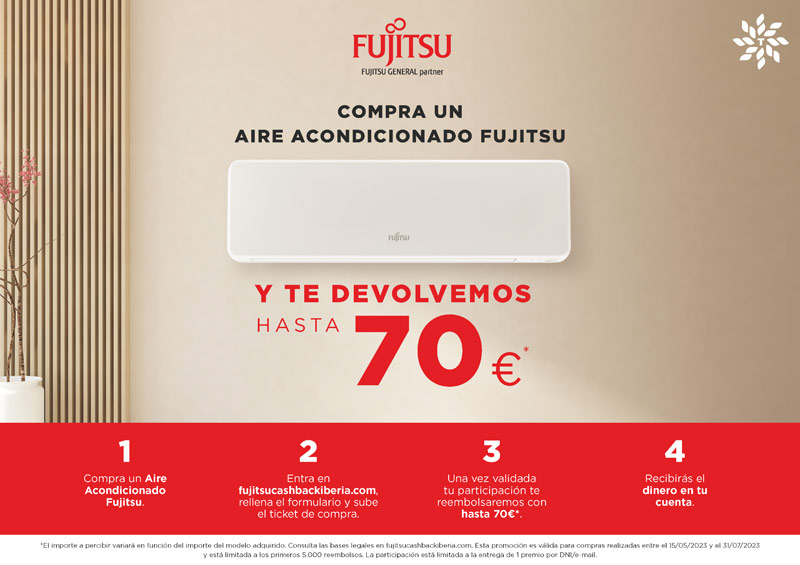 Promo Usuario Final: Consigue hasta 70€ por tu Aire Acondicionado de Fujitsu