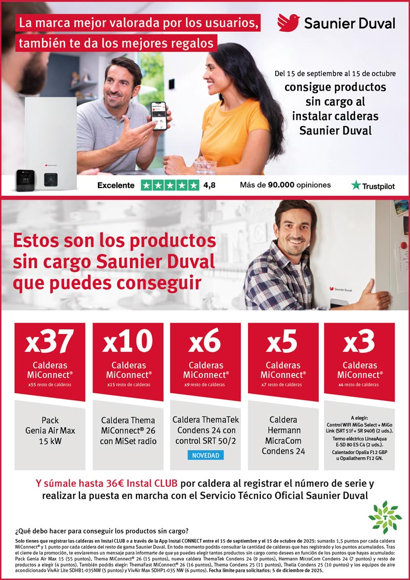 Productos sin coste para ti con Saunier Duval