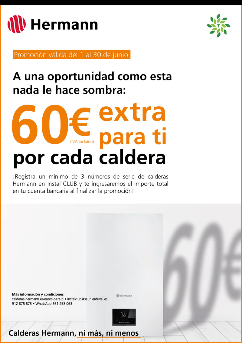 60€ extra para ti con tus calderas Hermann
