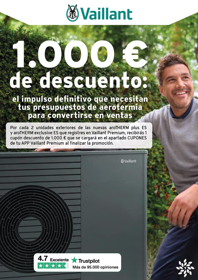 1.000€ para tus ventas de aerotermia Vaillant