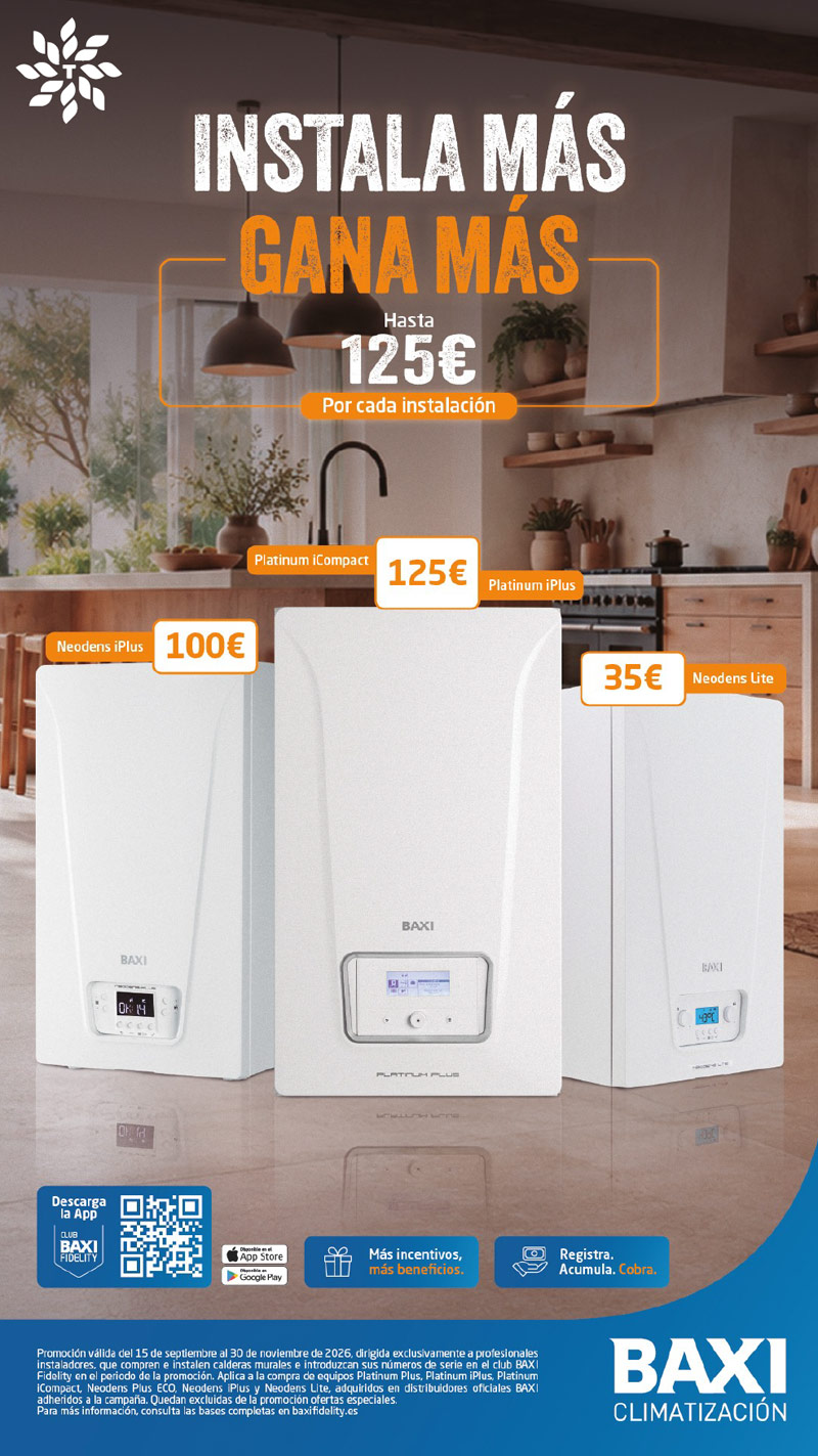 Consigue hasta 125€ por cada caldera de Baxi