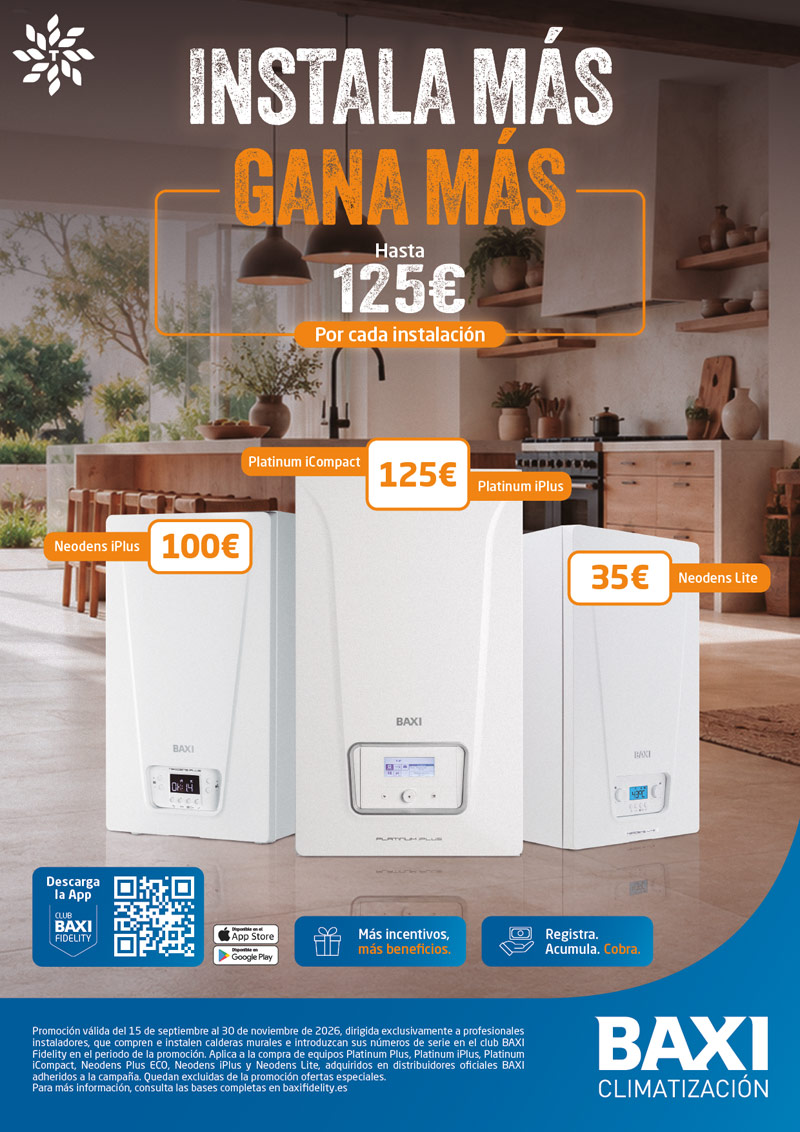 Consigue hasta 125€ por cada caldera de Baxi