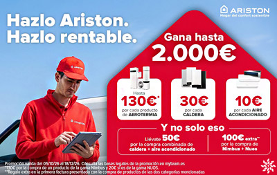Hasta 2.000€ comprando productos de Ariston